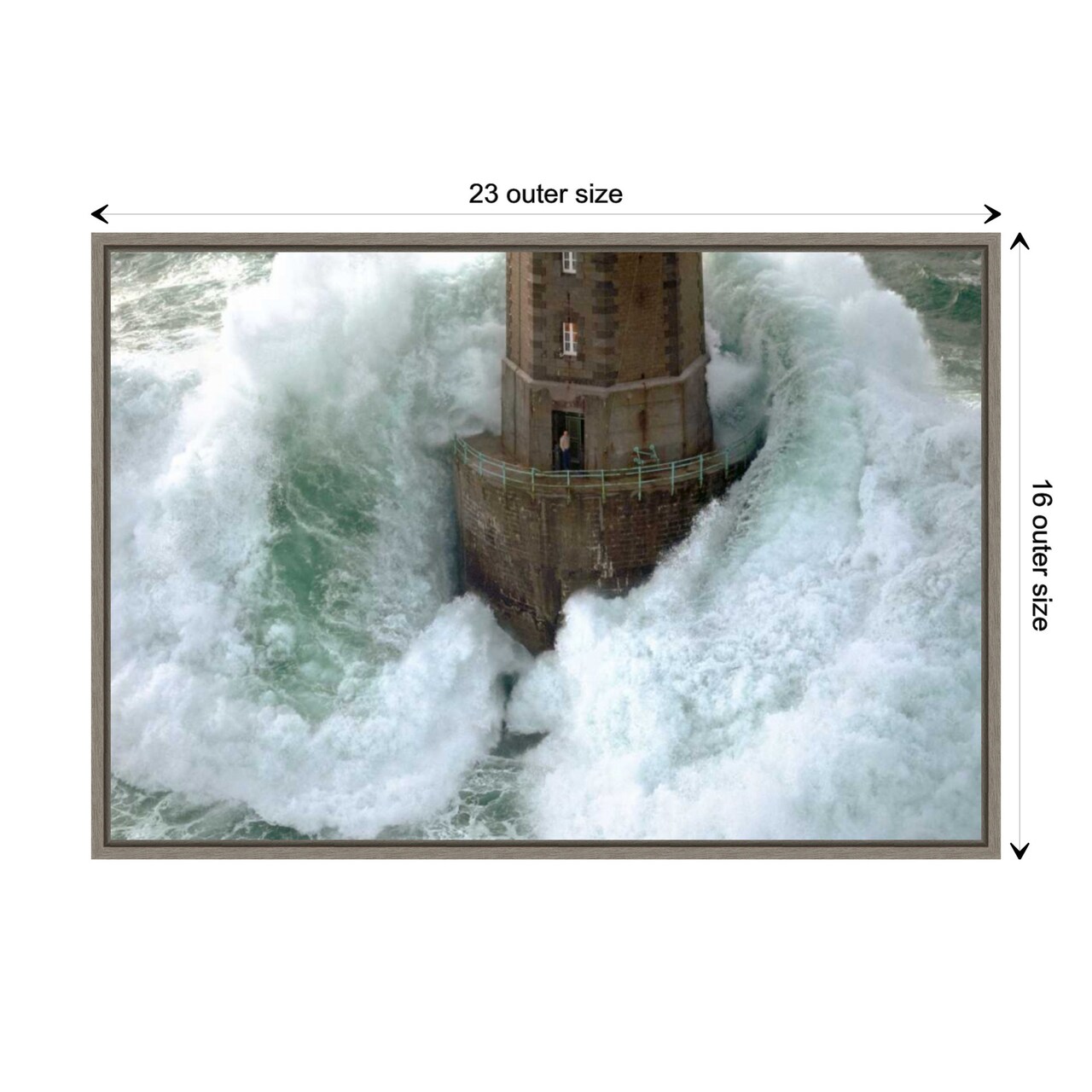 Phares dans la Tempete La Jument by Jean Guichard Canvas Wall Art Print Framed